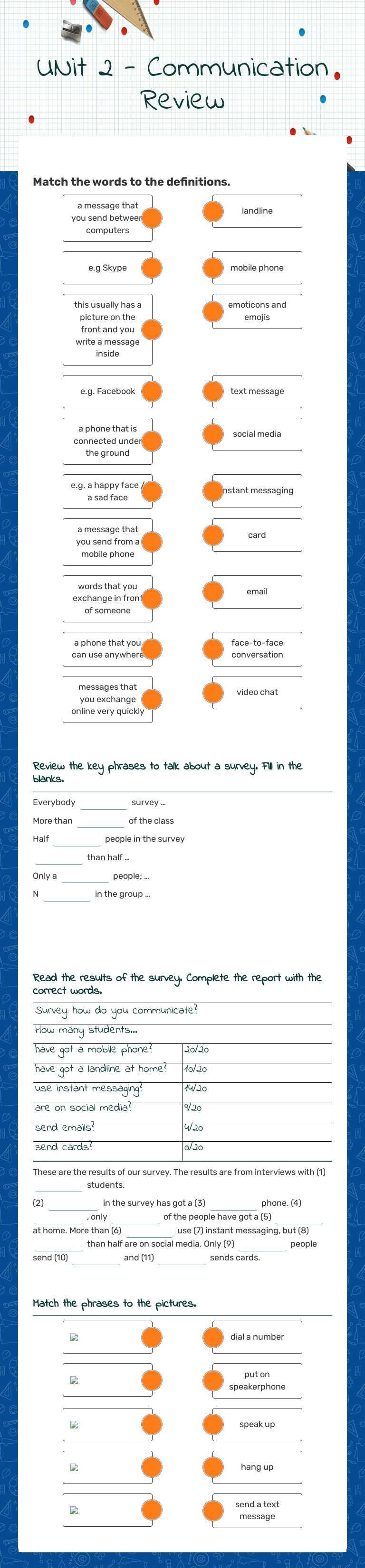 UNit 2 - Communication  
Review worksheet preview image
