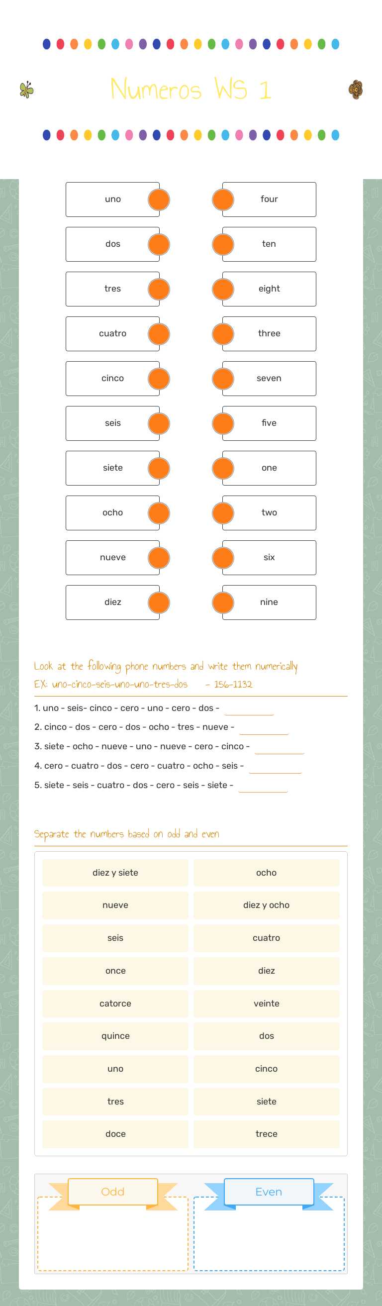 Numeros WS 1 worksheet preview image