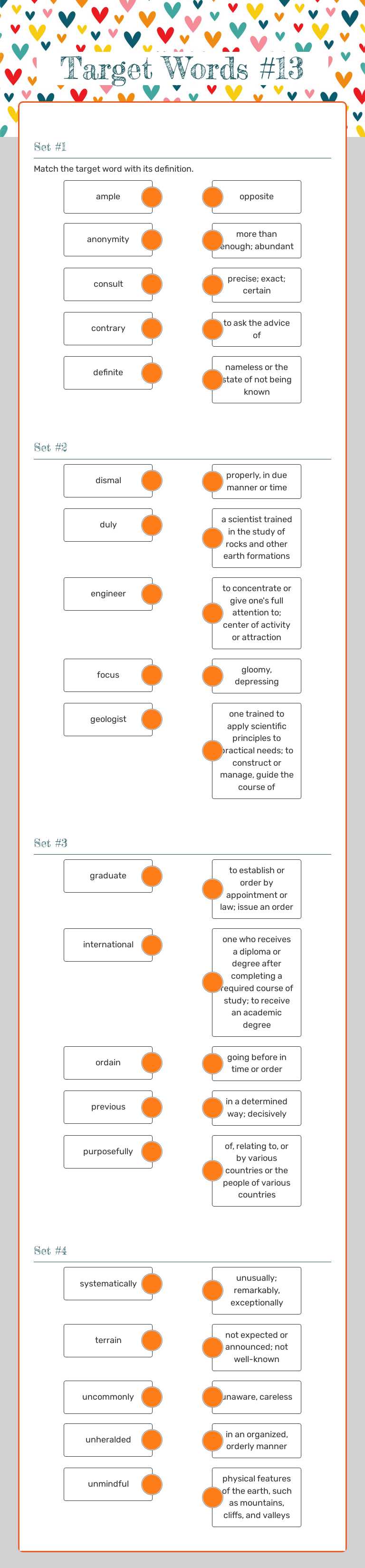 Target Words #13 Grade 7 worksheet preview
