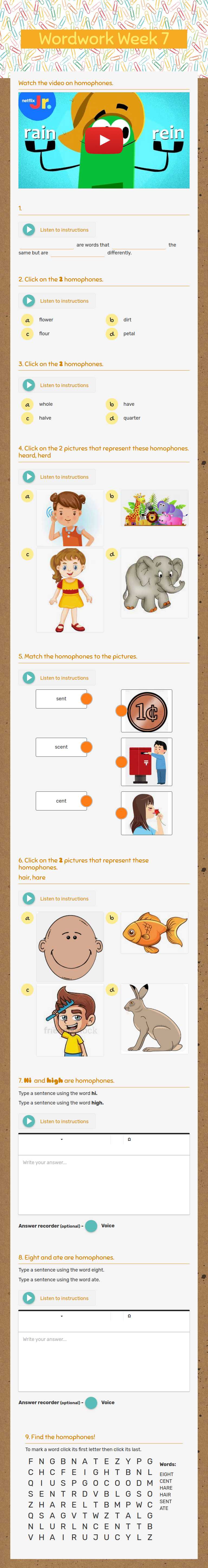 Wordwork Week 7 worksheet preview image