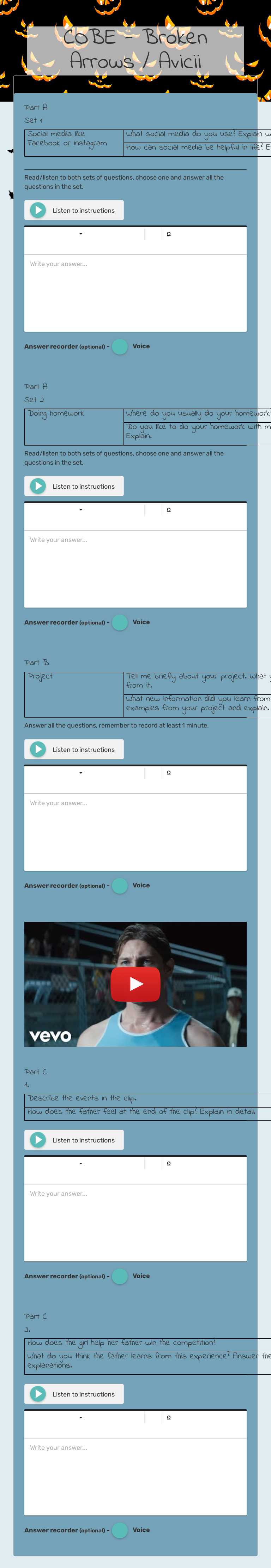 COBE - Broken Arrows / Avicii worksheet preview image