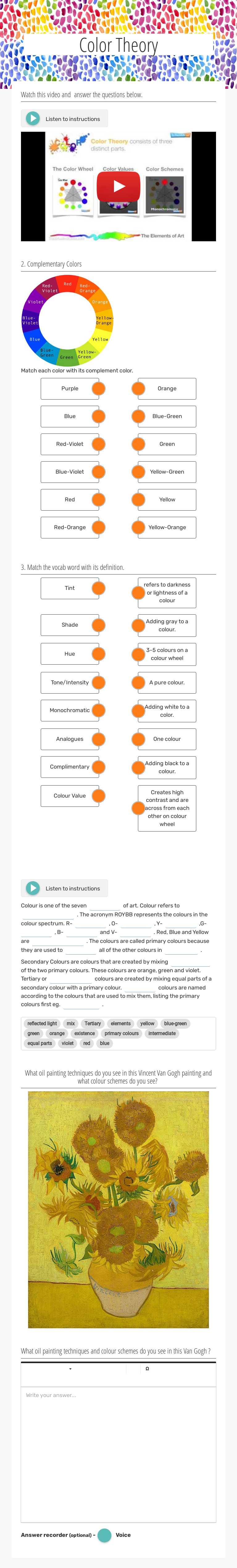 Color Theory worksheet preview image