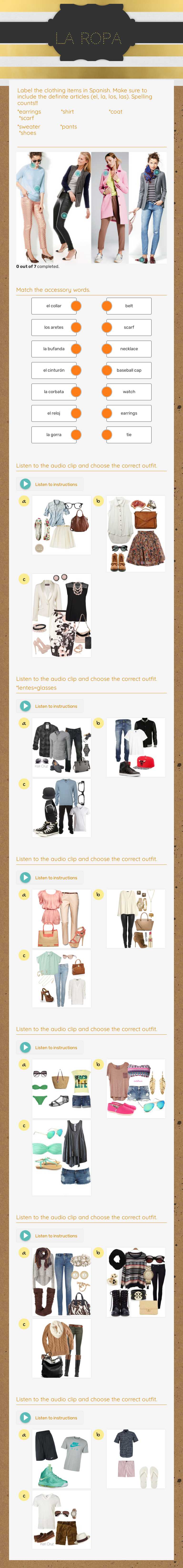 la Ropa worksheet preview image