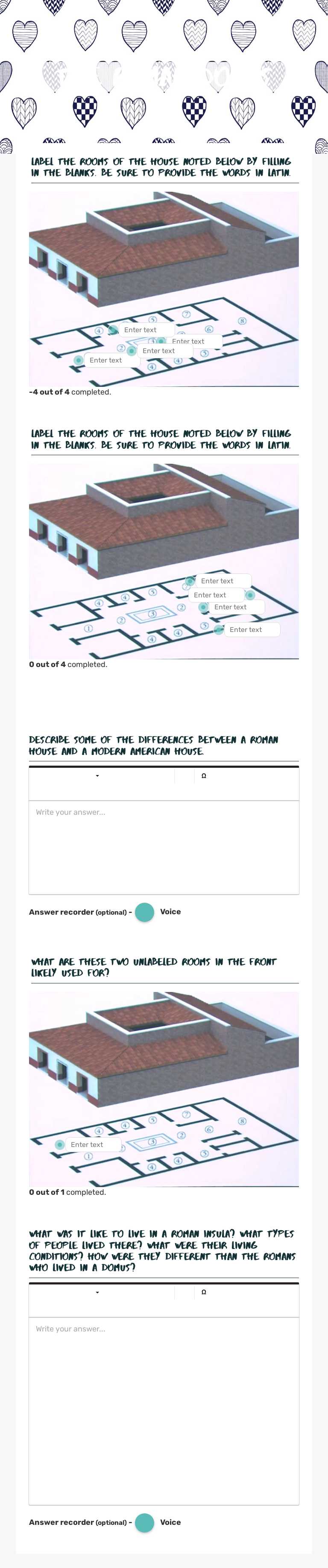the Roman domus worksheet preview image