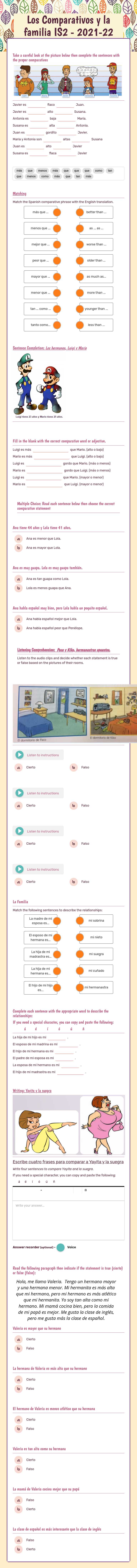 Los Comparativos
y la familia
IS2 - 2021-22 worksheet preview image