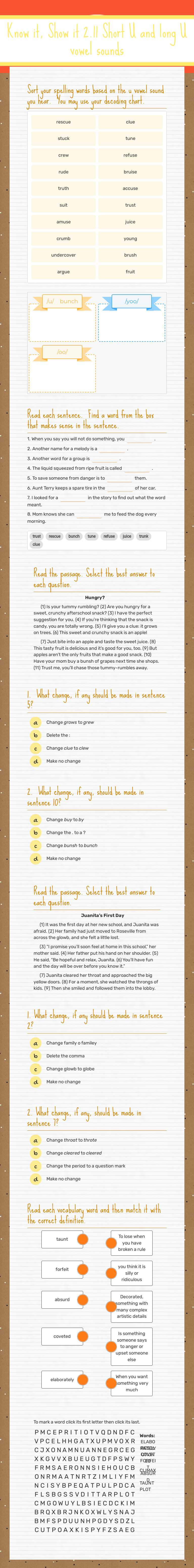 Know it, Show it 2.11
Short U and long U vowel sounds worksheet preview image