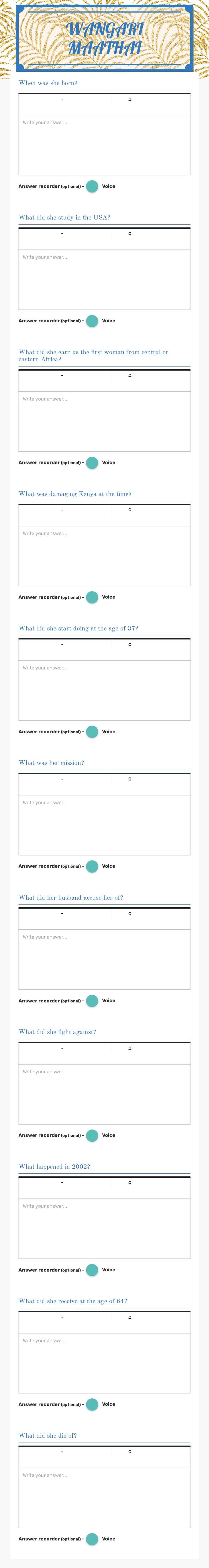 WANGARI MAATHAI worksheet preview image