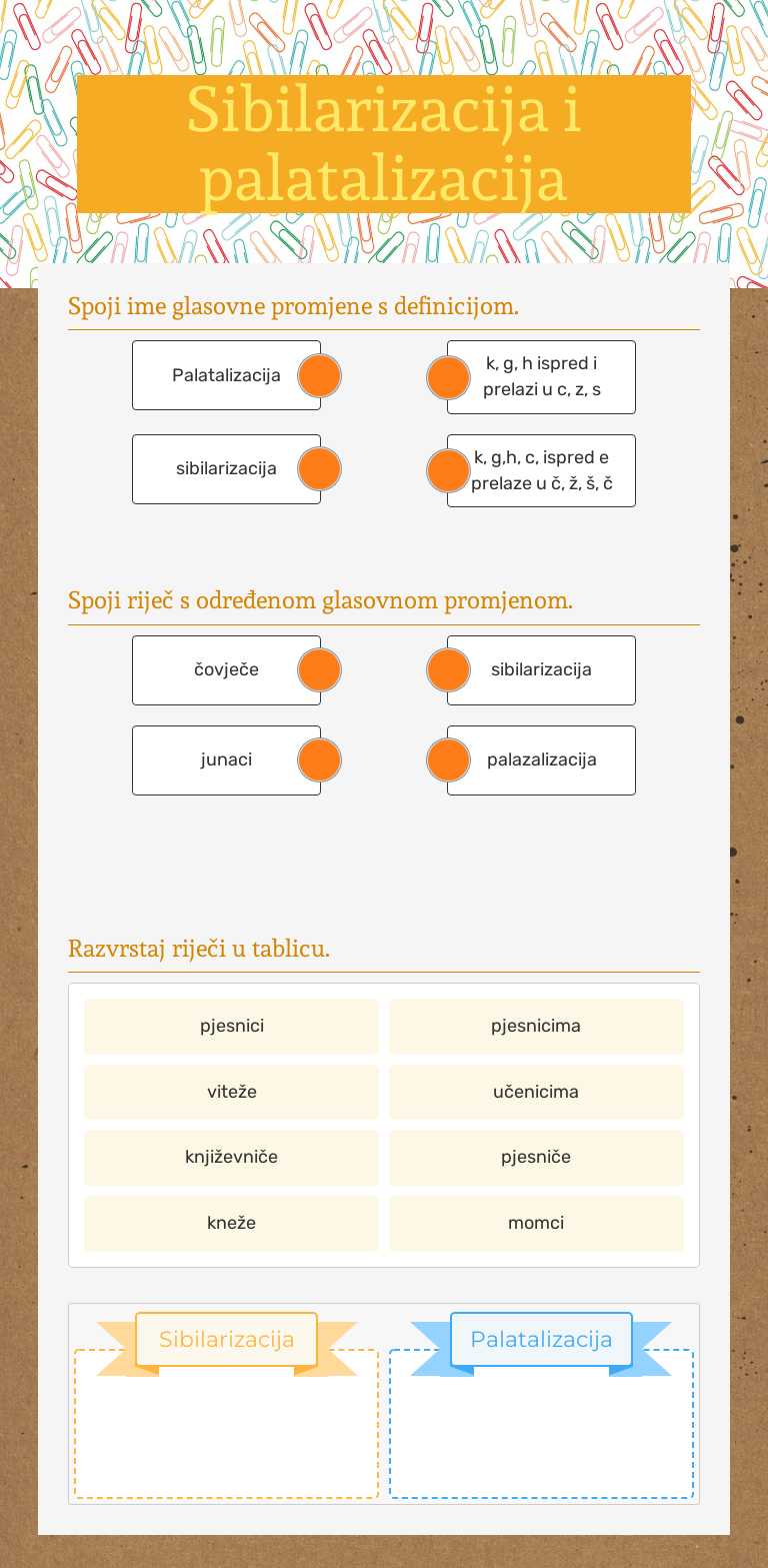 Sibilarizacija i palatalizacija worksheet preview image