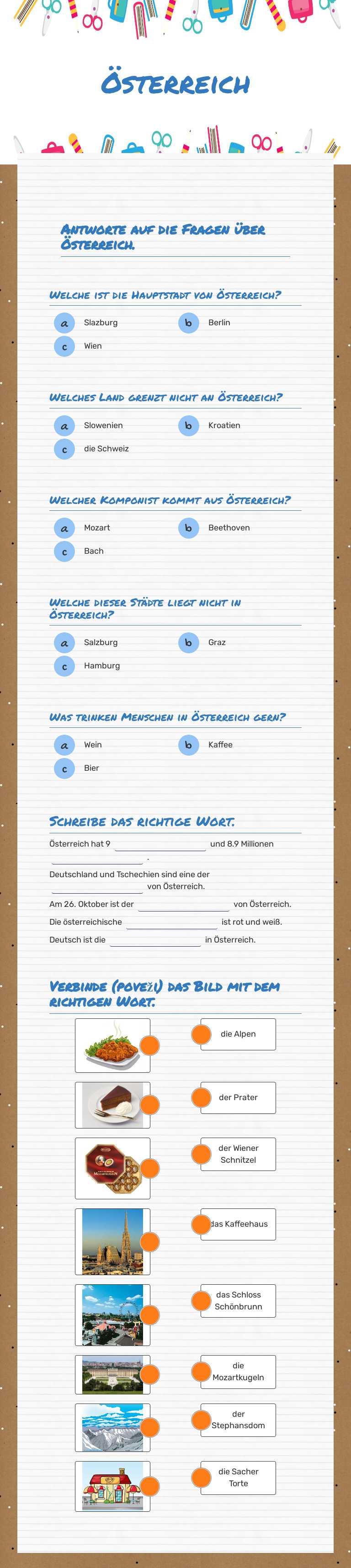 Österreich worksheet preview image