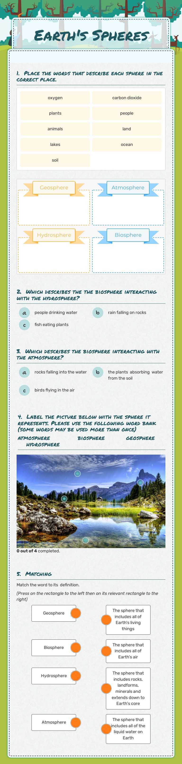 Earth's Spheres worksheet preview image