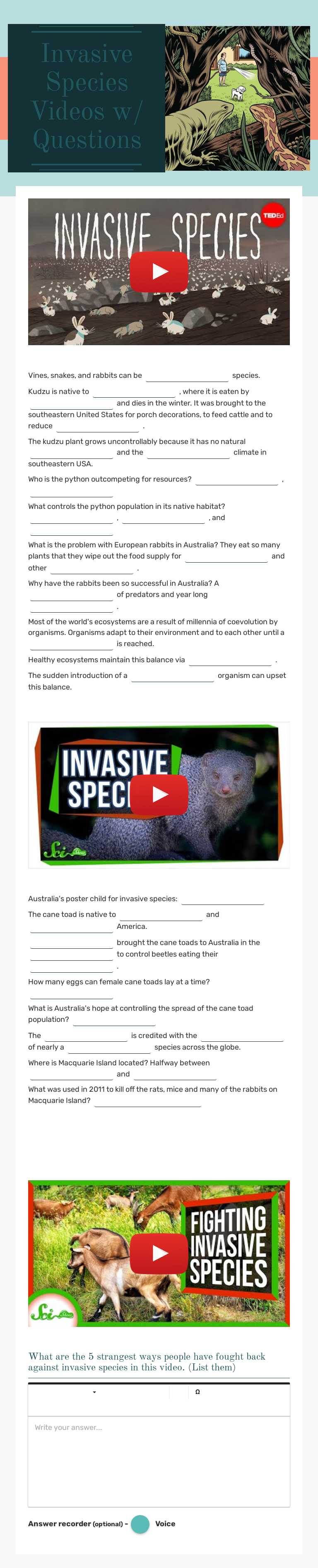 Invasive Species
Videos w/ Questions worksheet preview image