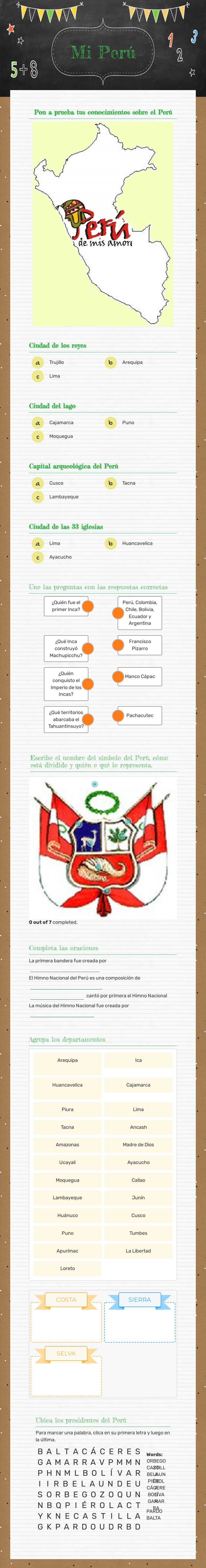Mi Perú worksheet preview image
