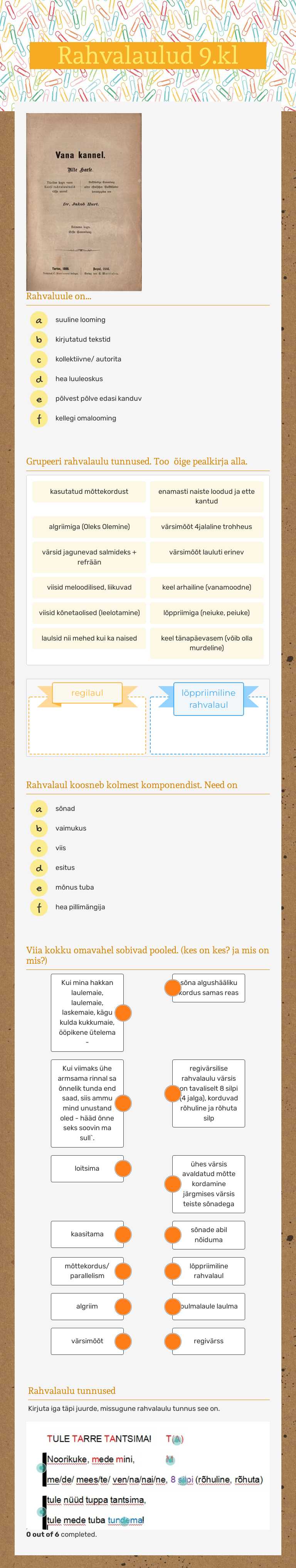 Rahvalaulud 9.kl worksheet preview image