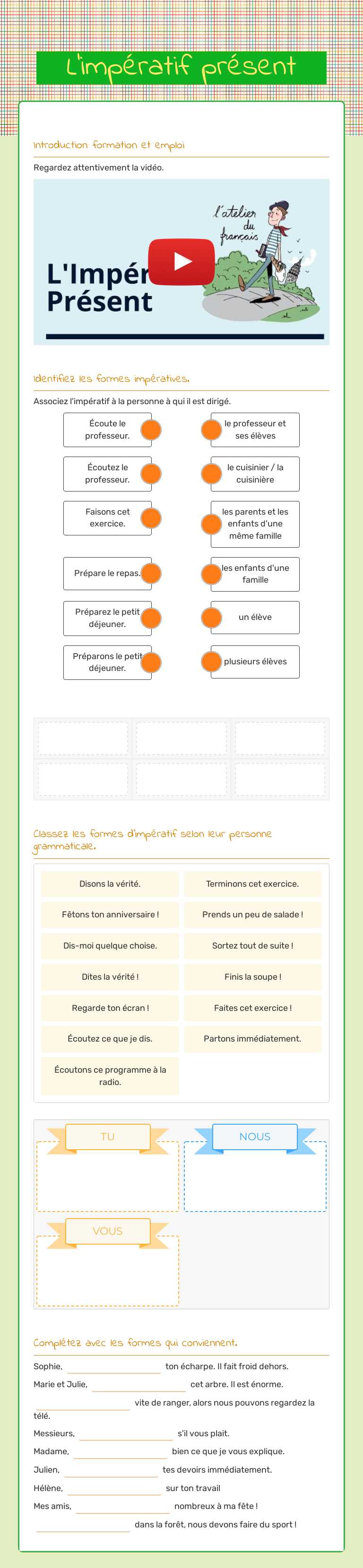 L'impératif présent worksheet preview