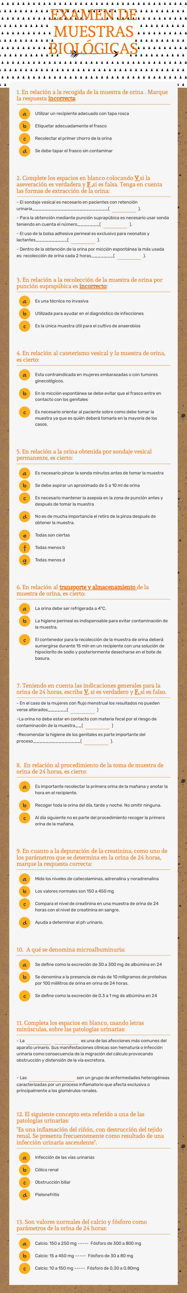 EXAMEN DE MUESTRAS BIOLÓGICAS worksheet preview image