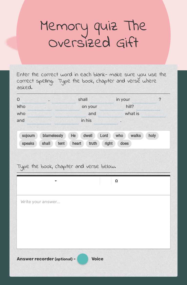 Memory quiz
The Oversized Gift worksheet preview image