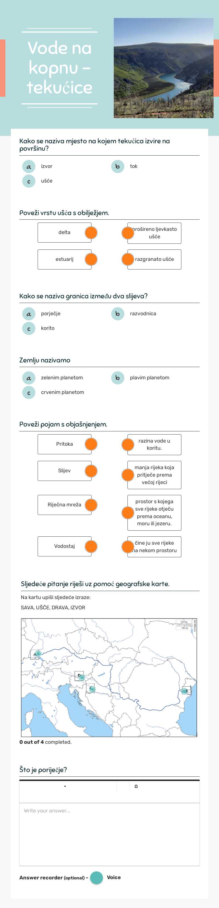 Vode na kopnu - tekućice worksheet preview image