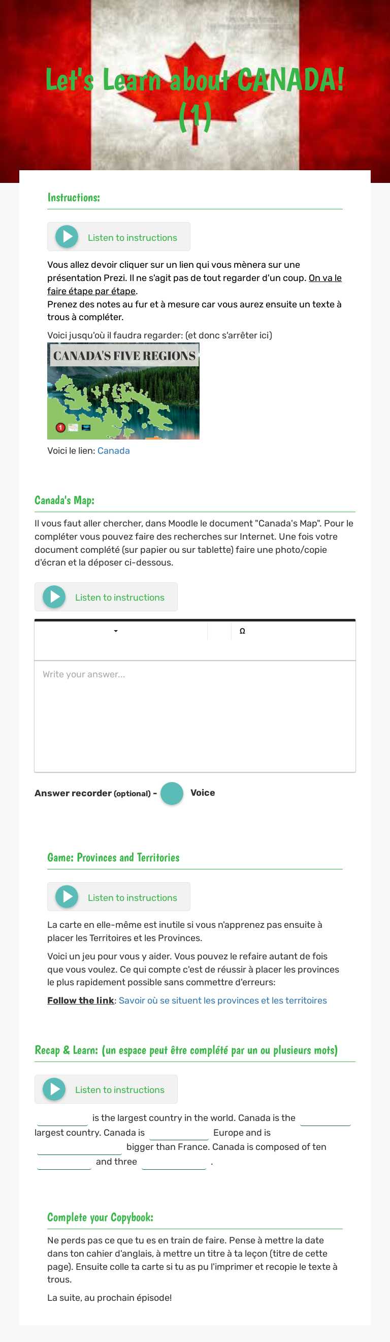 Let's Learn about CANADA!(1) worksheet preview image