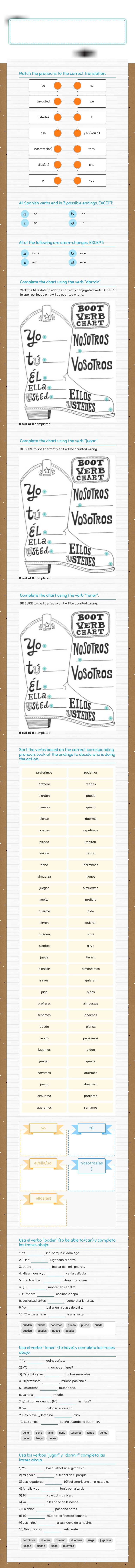 Stem-change Verbs worksheet preview image