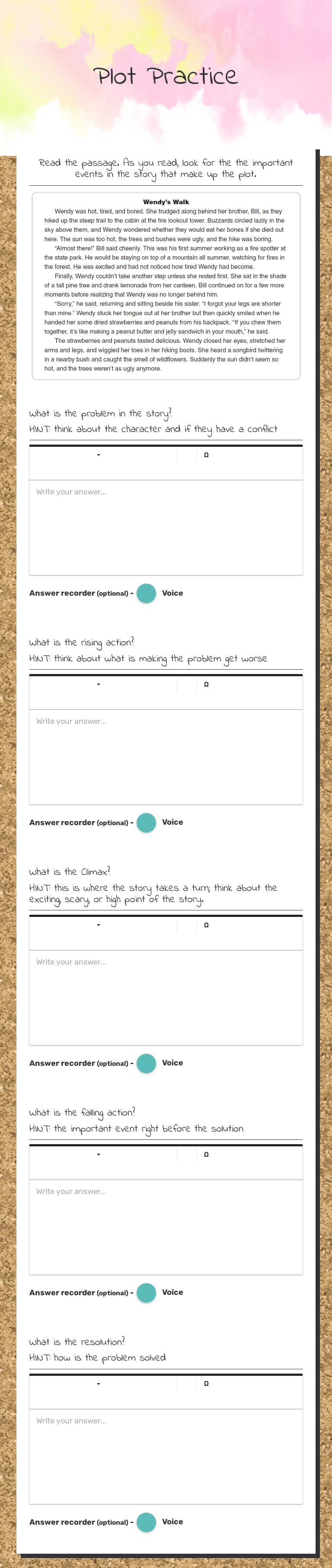 Plot Practice worksheet preview image