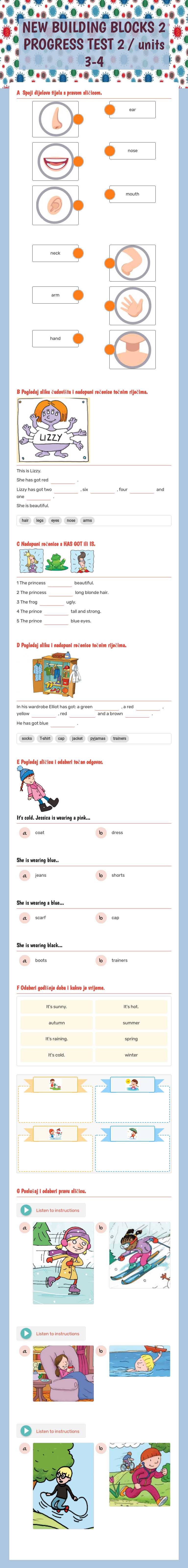 NEW BUILDING BLOCKS 2 PROGRESS TEST 2 / units 3-4 worksheet preview image