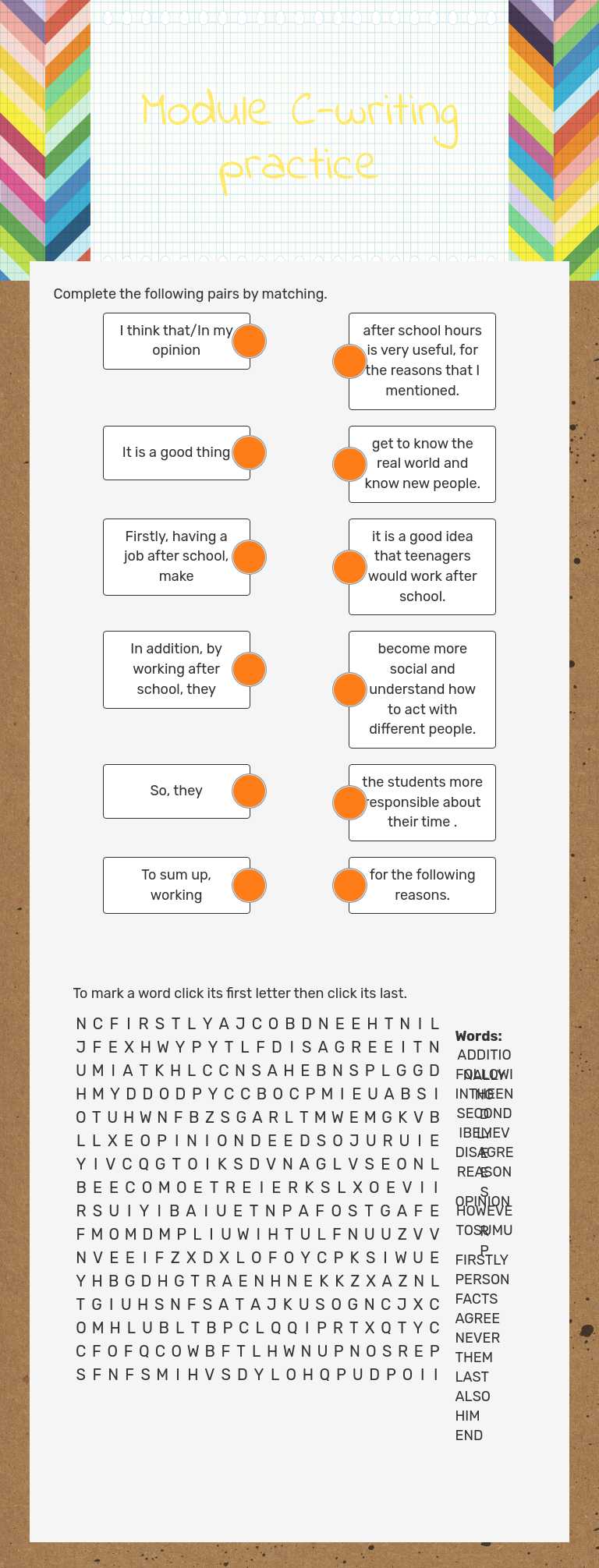 Module C-writing practice worksheet preview image
