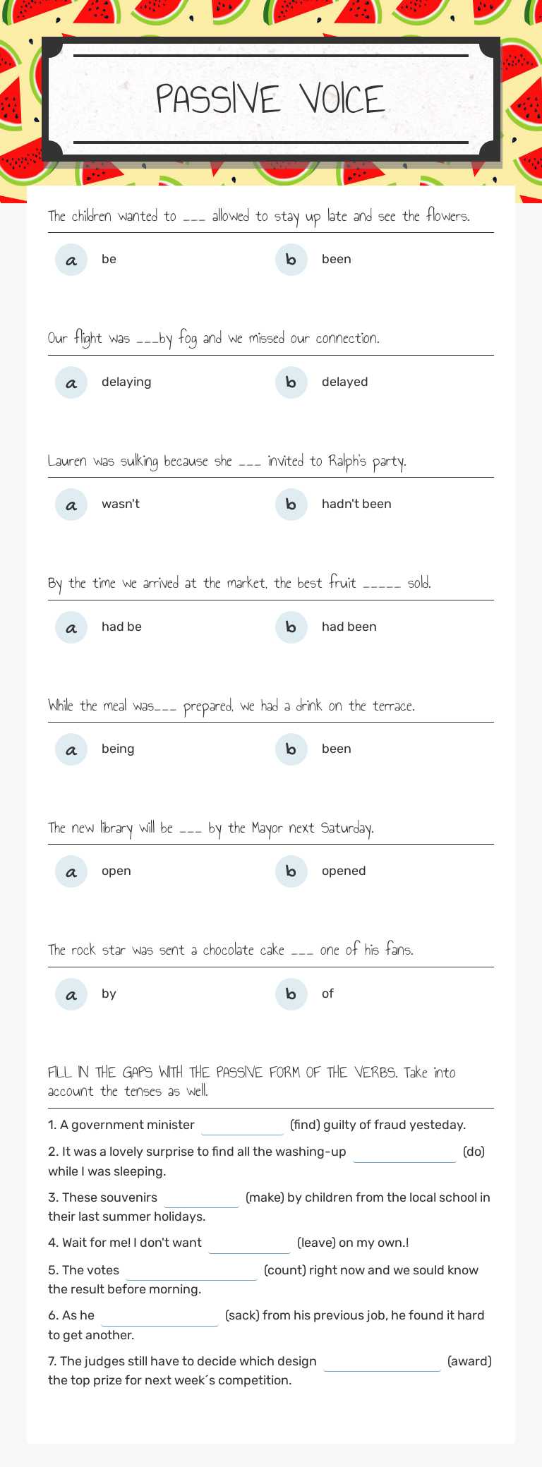 PASSIVE VOICE worksheet preview image