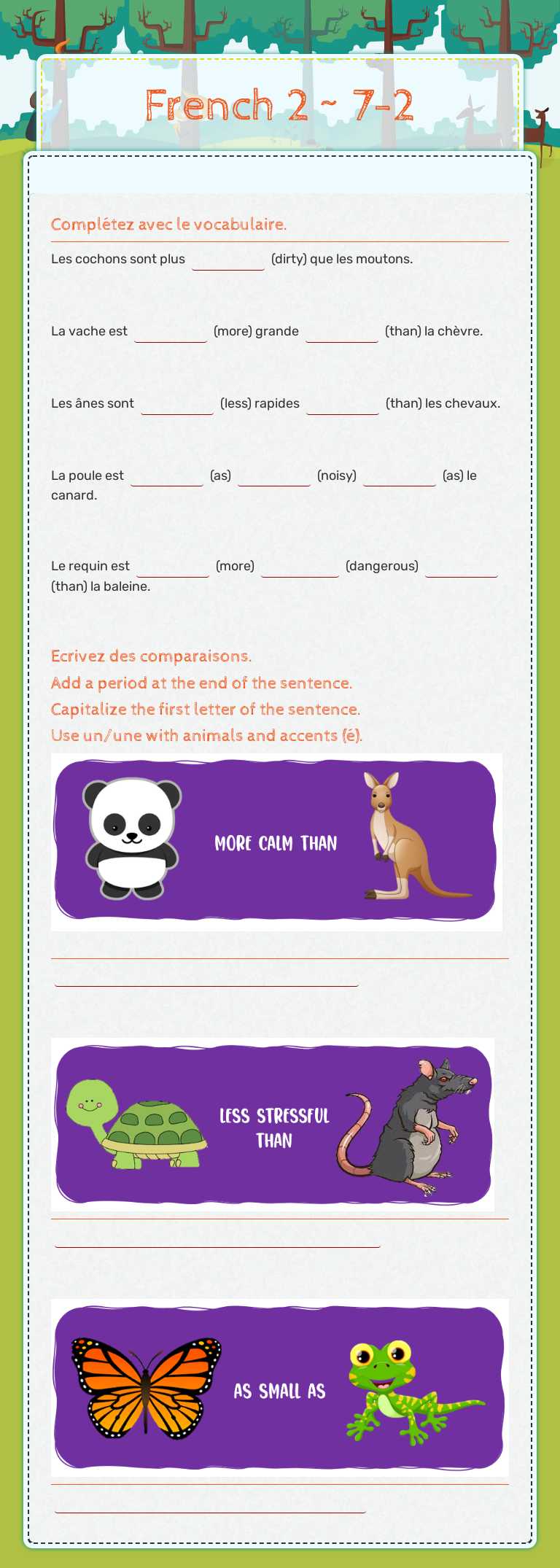 French 2 ~  7-2 worksheet preview image