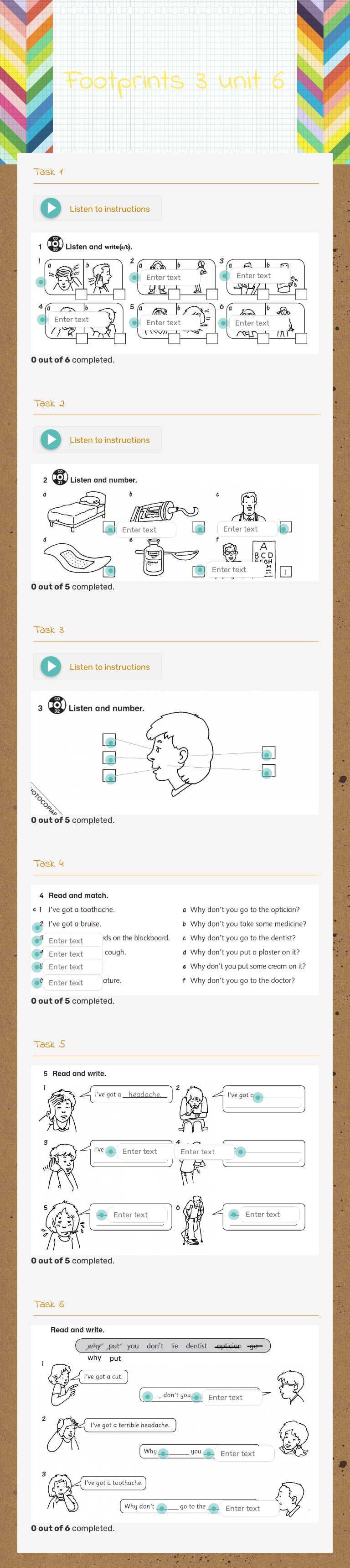 Footprints 3 unit 6 worksheet preview image