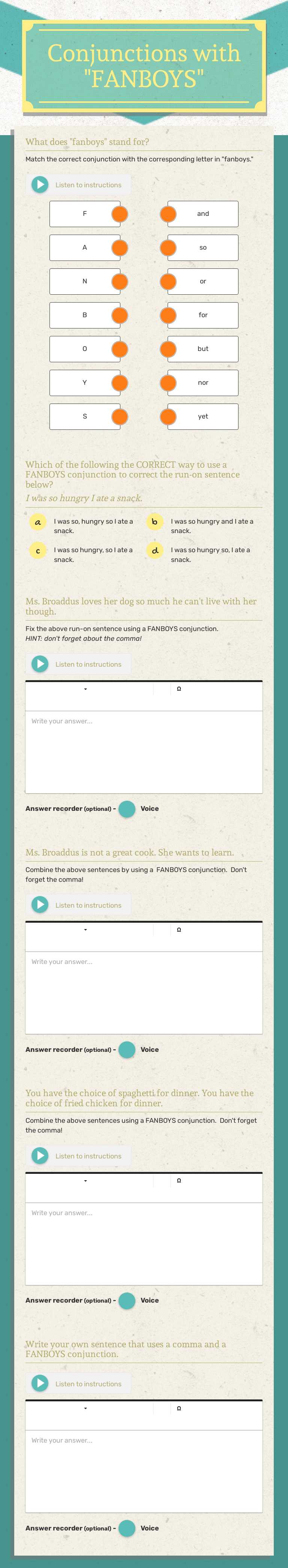 Conjunctions
with
"FANBOYS" worksheet preview image