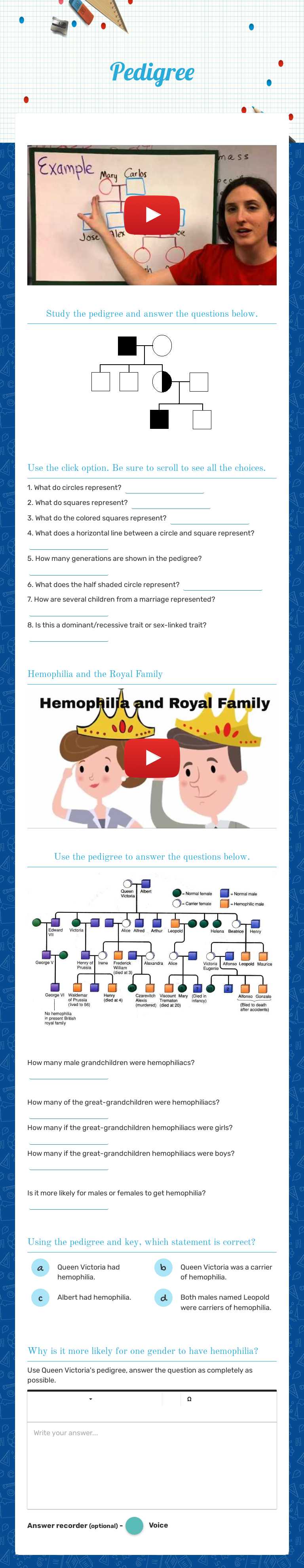 Pedigree worksheet preview image