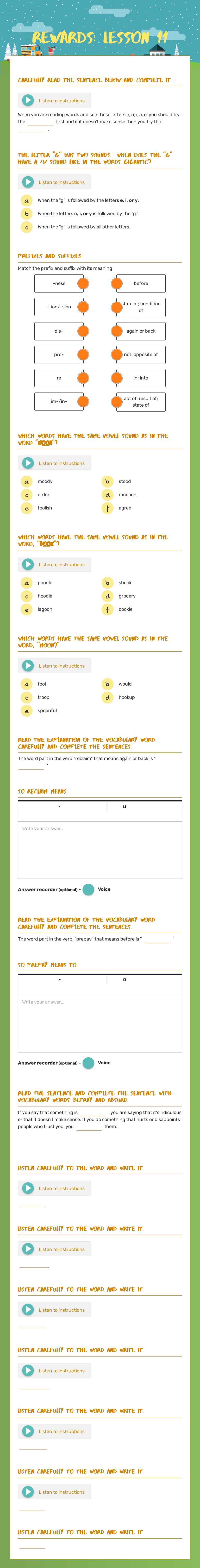 REWARDS: Lesson 11 Grade 3 worksheet preview