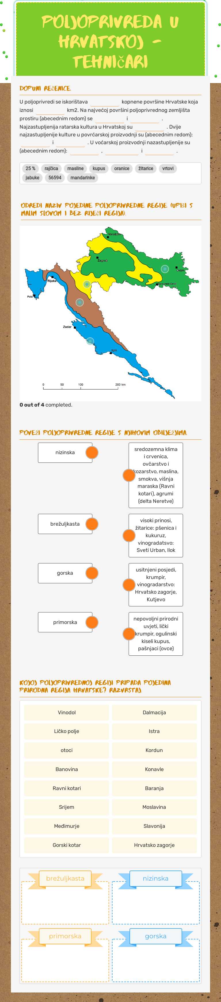 Poljoprivreda u Hrvatskoj - tehničari worksheet preview image
