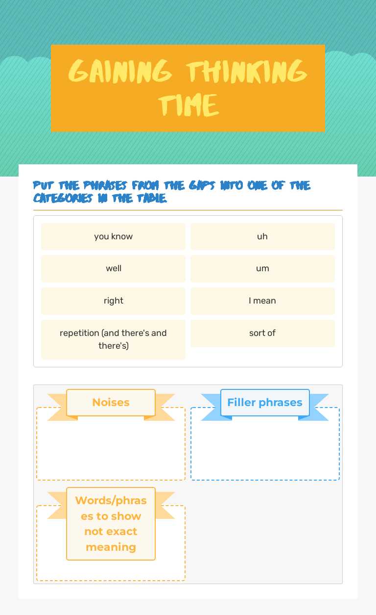 Gaining Thinking time Other worksheet preview