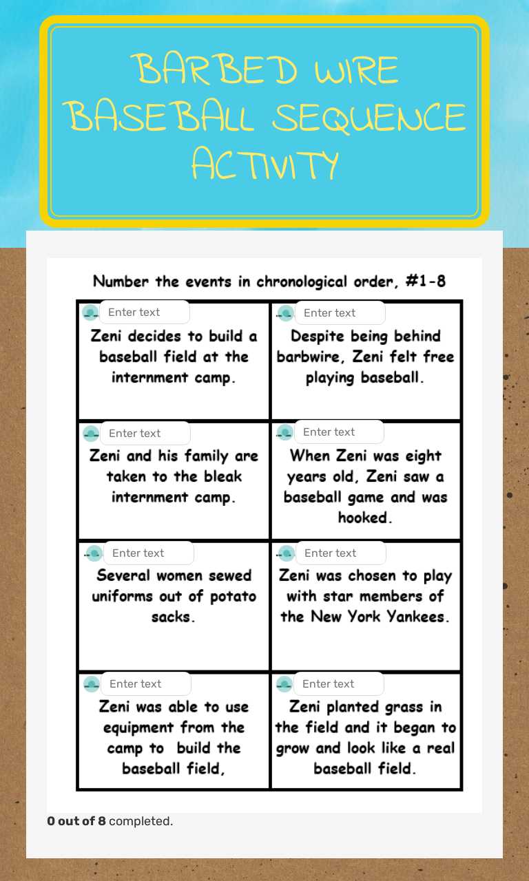 Barbed Wire Baseball Sequence Activity worksheet preview image