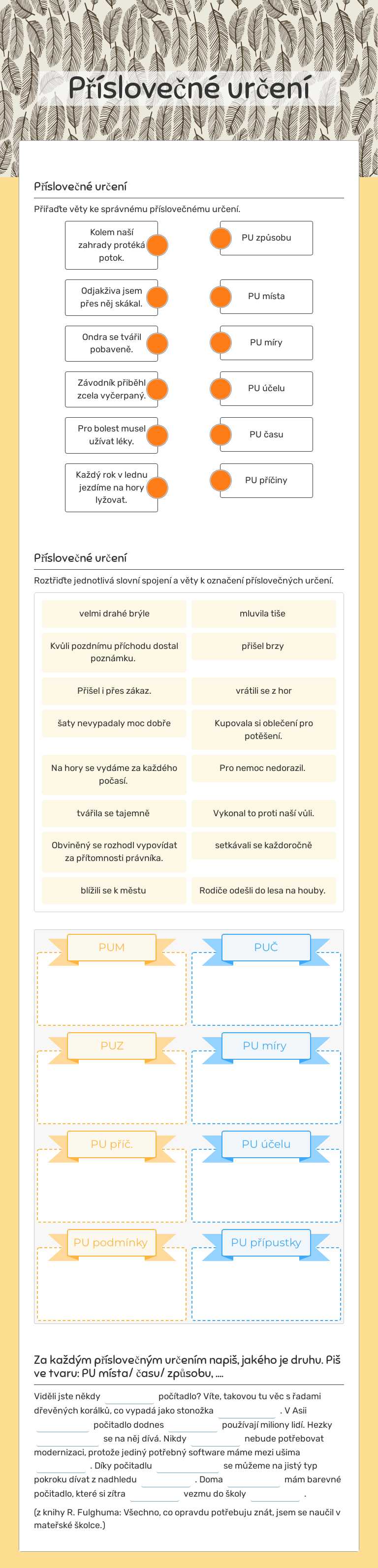 Příslovečné určení worksheet preview image