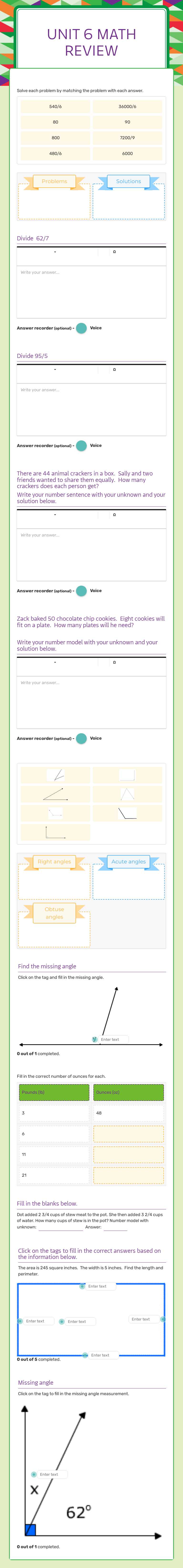 Unit 6 
Math Review worksheet preview