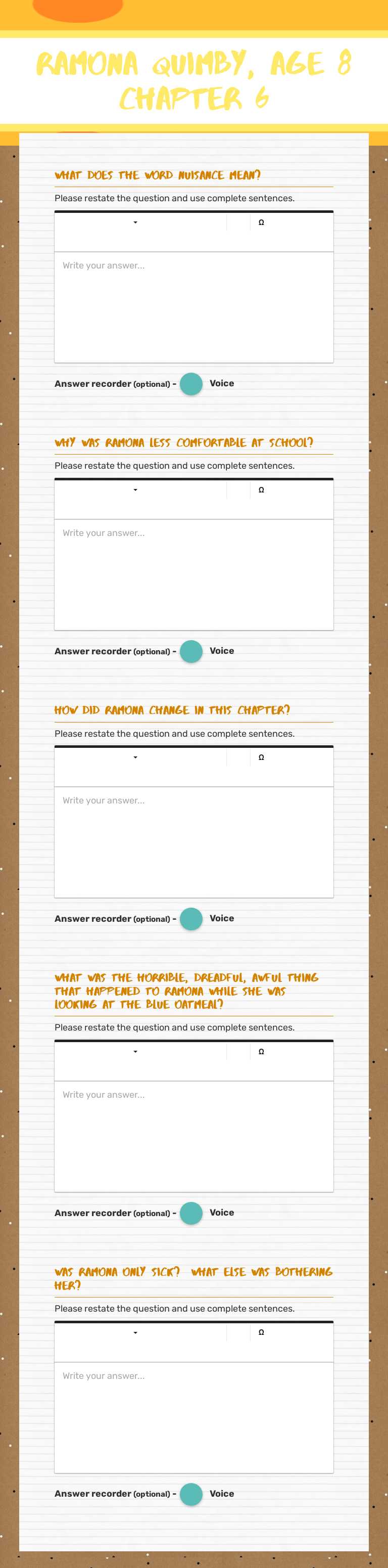 Ramona Quimby, Age 8
Chapter 6 worksheet preview image