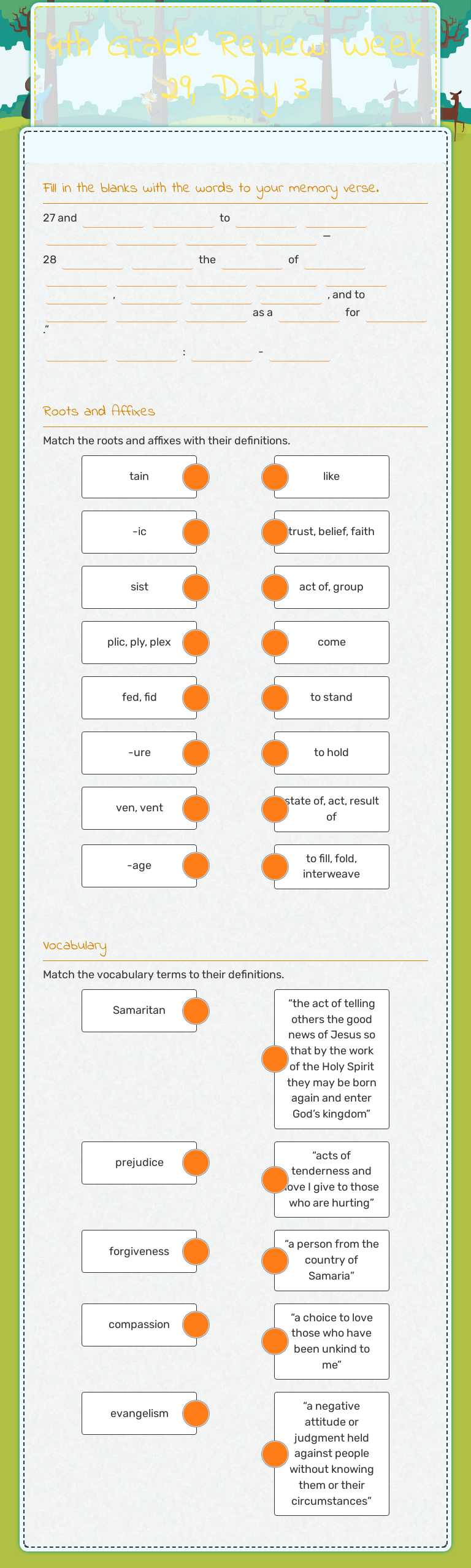 4th Grade Review: Week 29, Day 3 worksheet preview image