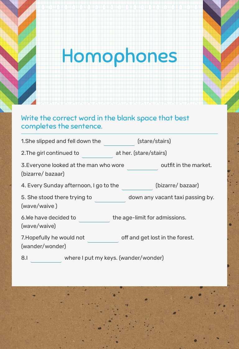 Homophones Grade 9 worksheet preview