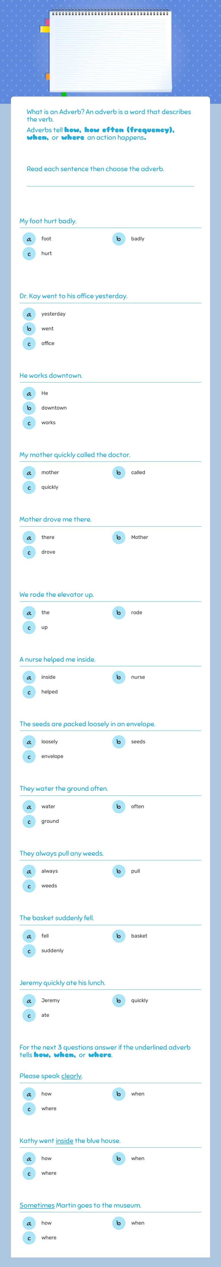 Adverbs worksheet preview image
