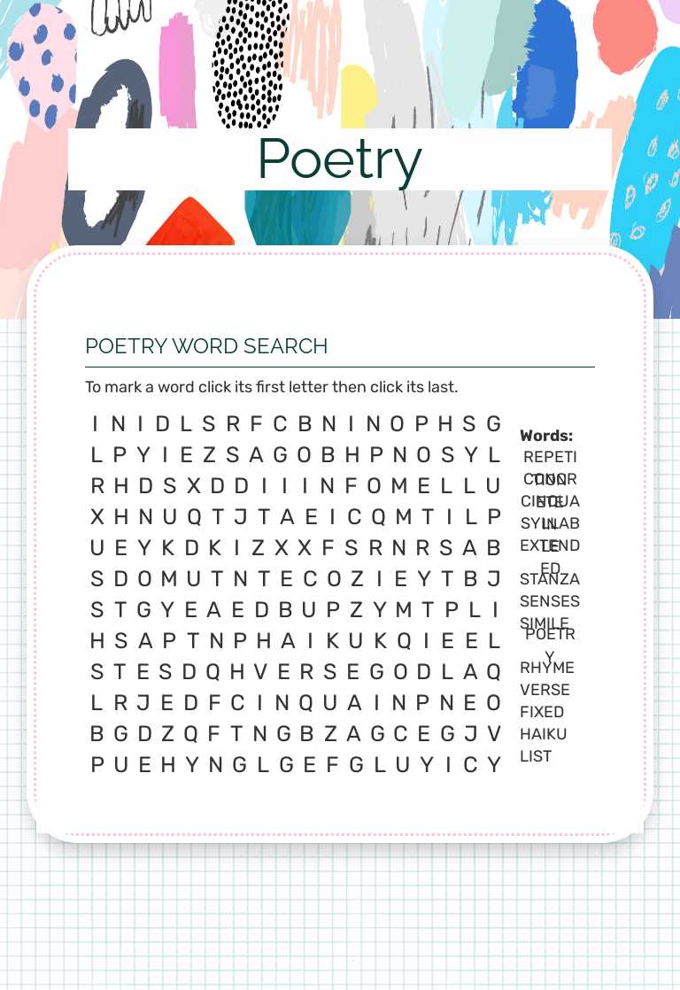 Poetry worksheet preview image