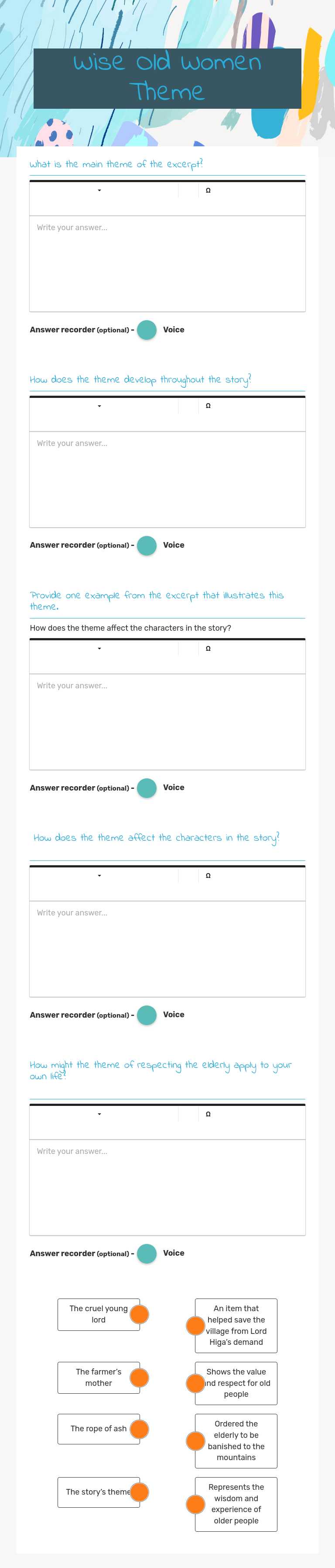 Wise Old Women Theme worksheet preview image