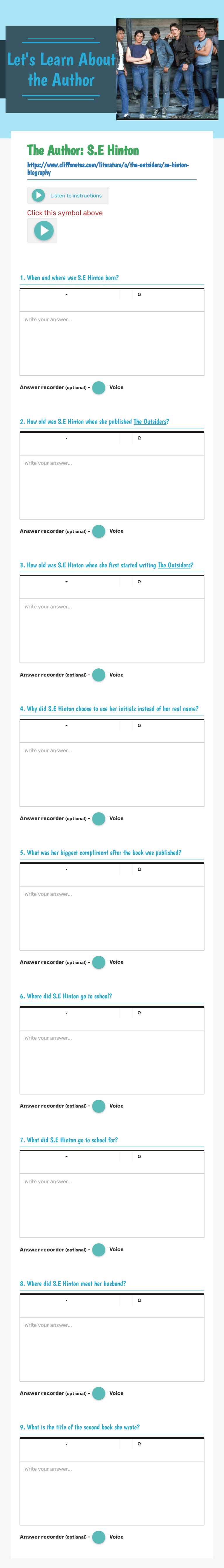 Let's Learn About the Author worksheet preview image