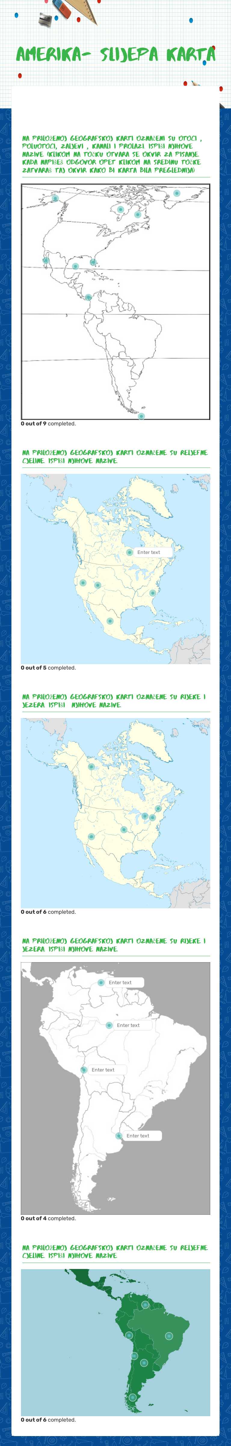 amerika- slijepa karta worksheet preview image