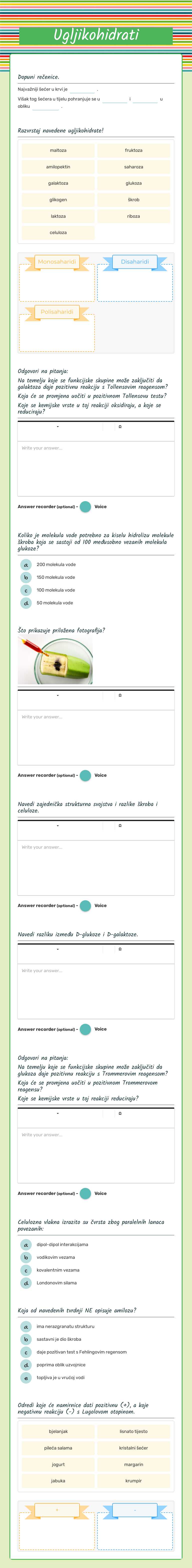 Ugljikohidrati worksheet preview image