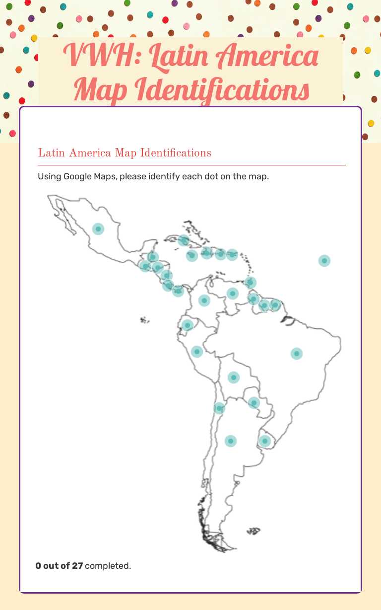 VWH: Latin America Map Identifications worksheet preview image
