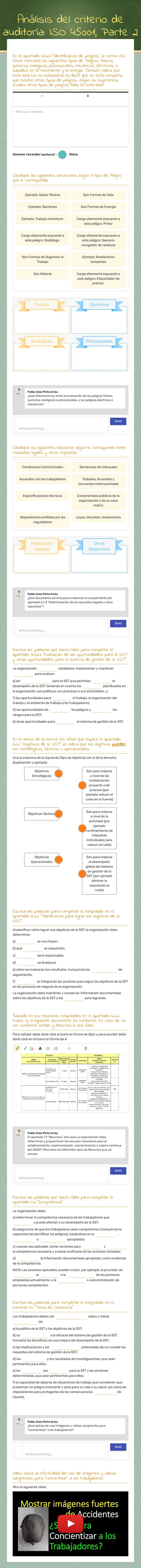 Análisis del criterio de auditoría: ISO 45001, Parte 2 worksheet preview image