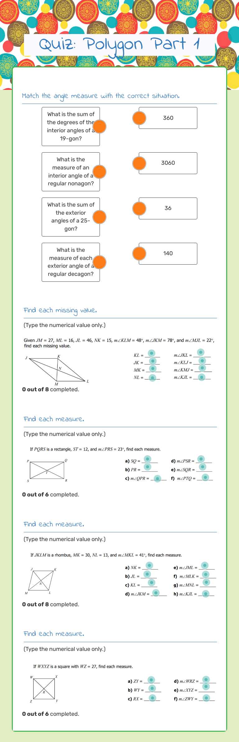 Quiz: Polygon Part 1 worksheet preview