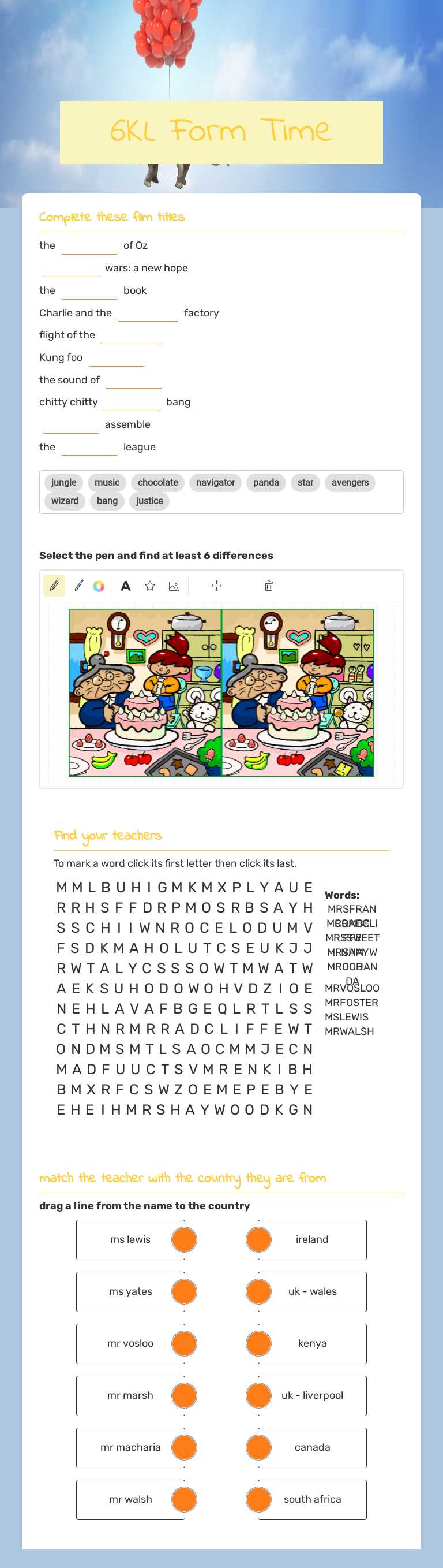 6KL Form Time worksheet preview